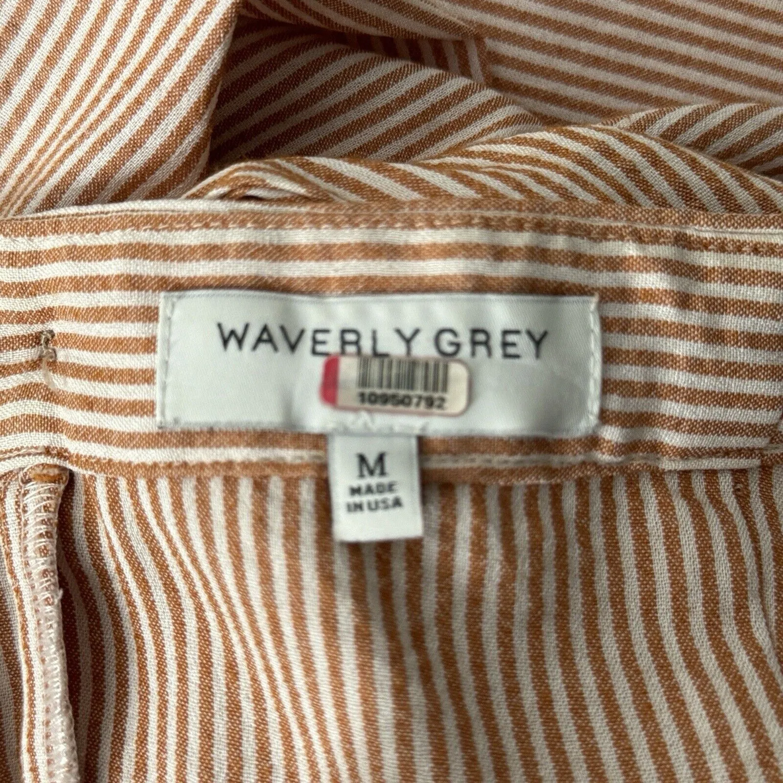 Waverly Grey Dress Womens Medium Orange‎ Cream Striped Tiered Peasant Bohemian Orange - Image 6