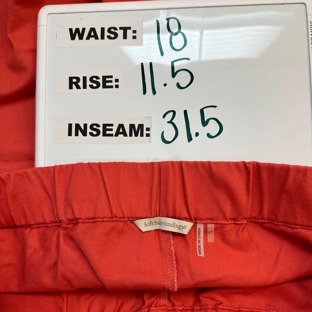 Soft Surroundings Colorful Metro Denim Salmon Pink Pants Large Tall NEW - Image 5