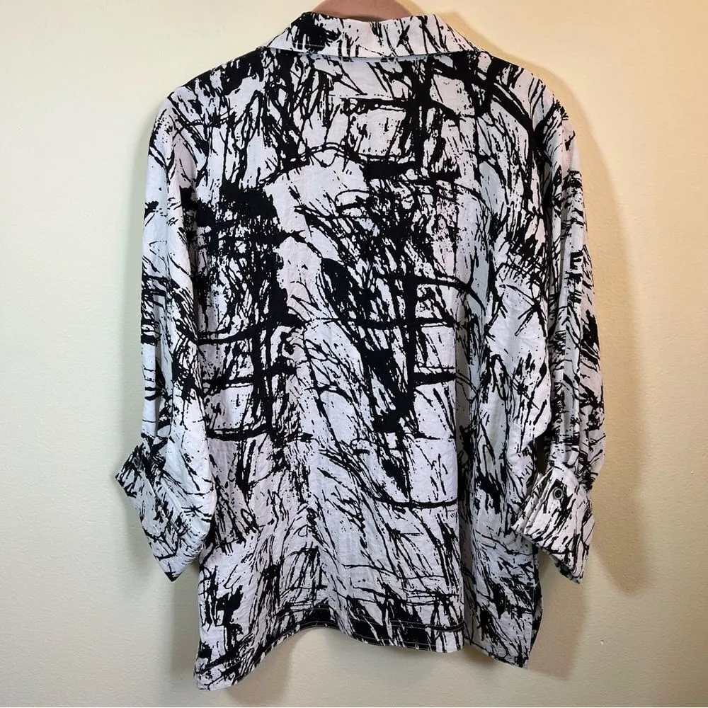 John Mark  White Black Abstract Top Medium - Image 10
