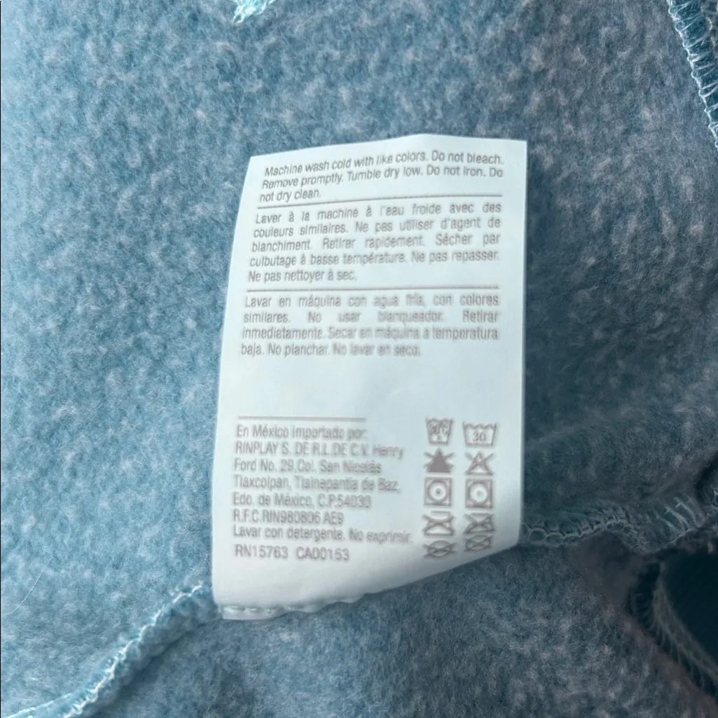 Hanes Luxe Collection Ombre Zip Hoodie Teal Blue Satin Ribbon Ties Size S - Image 8