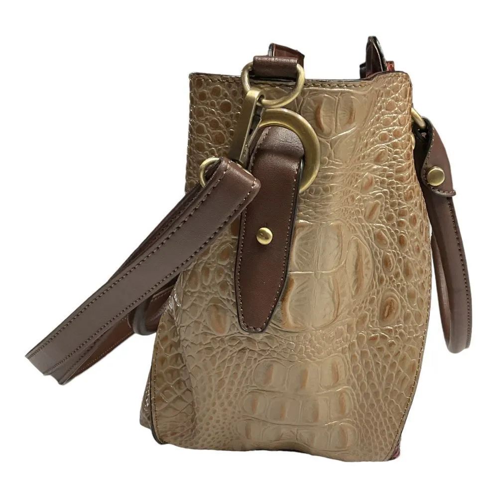 MC Marc Chantal Handpainted Genuine Leather Satchel Croco Embossed Sabrina 2019 Brown - Image 8