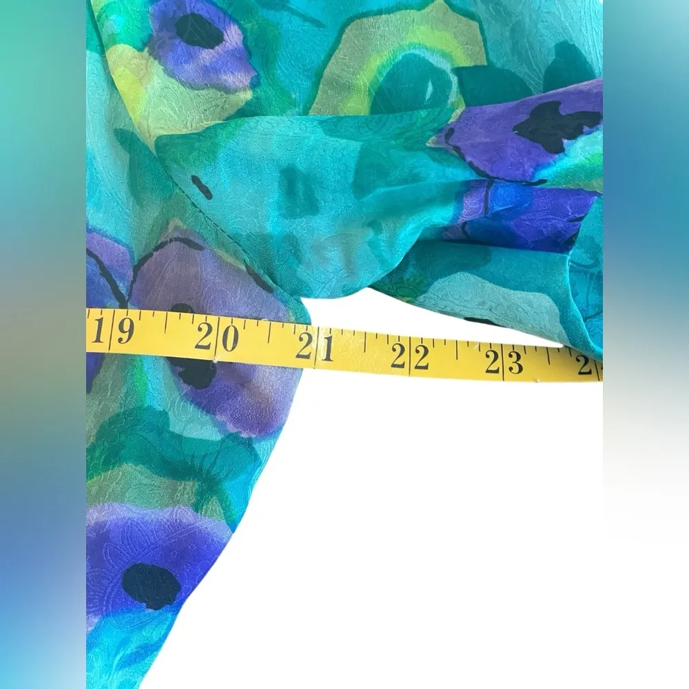 Adrianna Papell 100%‎ Silk Jacket Blouse Blue Green Purple Size 12 Formal Floral - Image 8