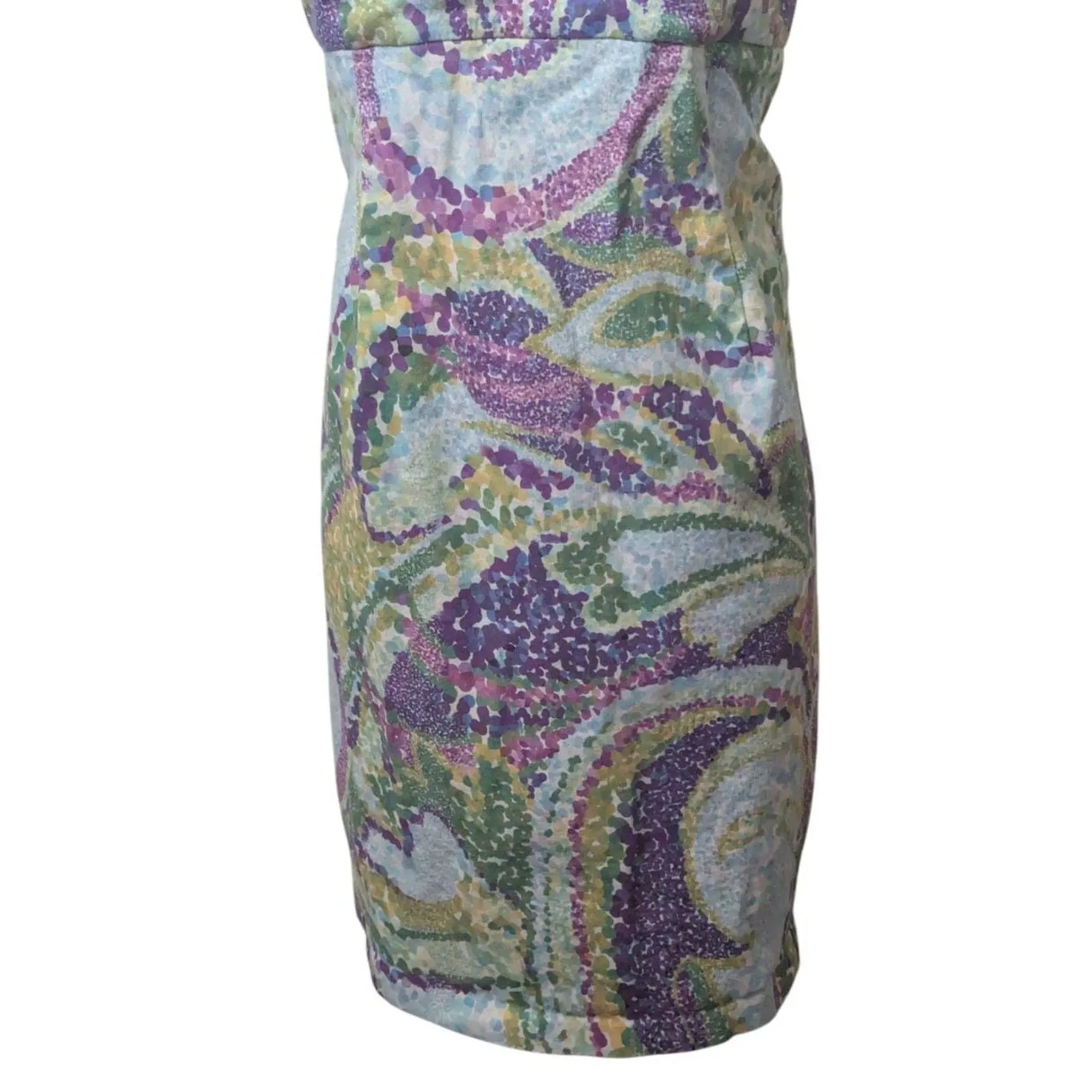 A Pea in the Pod Maternity Floral Mini Dress Abstract Pastel Pointillism - Image 4
