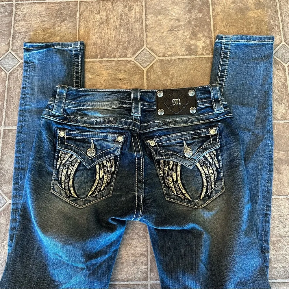 Miss Me Angel Wing Signature Skinny Designer Jeans Flap Pocket 26 - Image 4