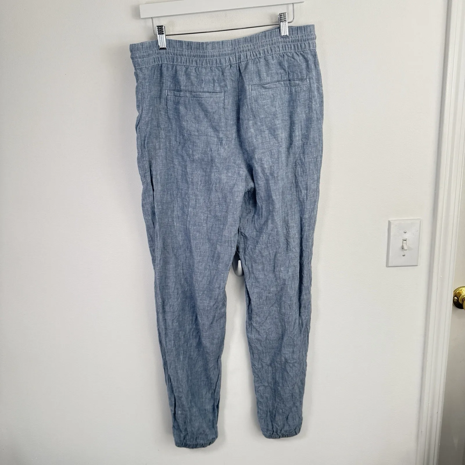Athleta Retreat Linen Jogger Cambray Blue Lagenlook Coastal Womens 10 Tall - Image 4