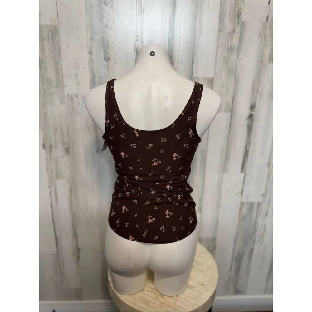 Brown floral tank top Size M - Image 4
