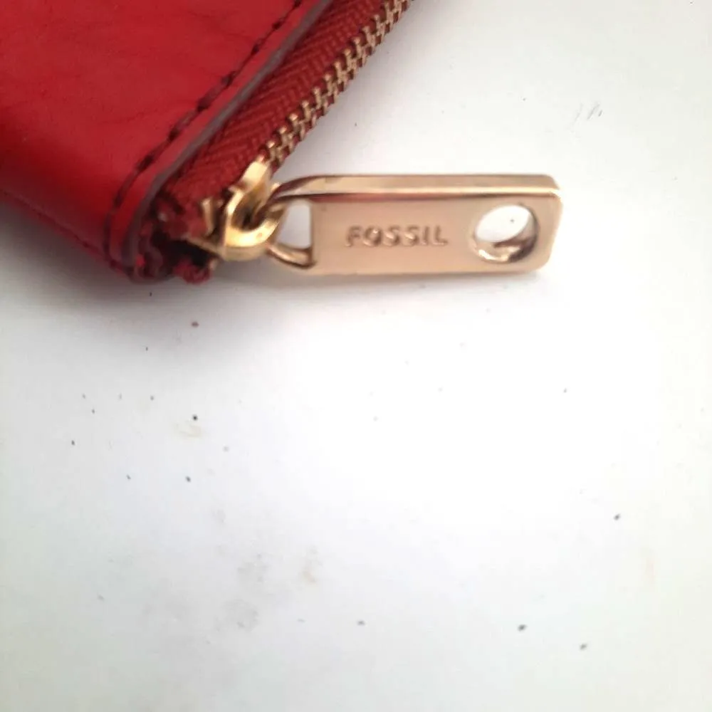 Leather Flat Wallet Red - Image 5