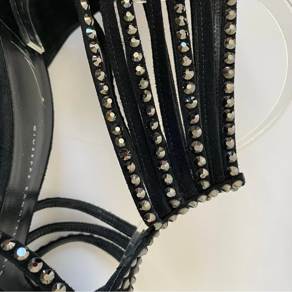 Giuseppe Zanotti Strass Black Suede Bejeweled Black  Heels size 39 size 9 - Image 6