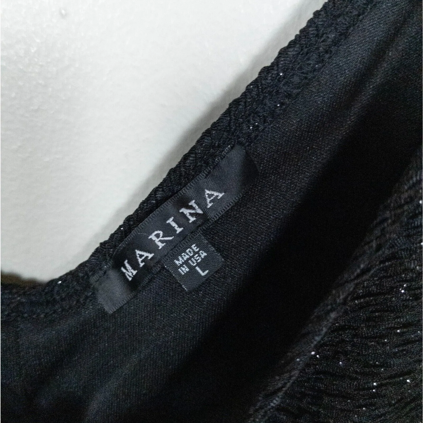 MARINA Black Shimmer Tank Top Crinkle Textured Formal Separates Women's Large - Image 4