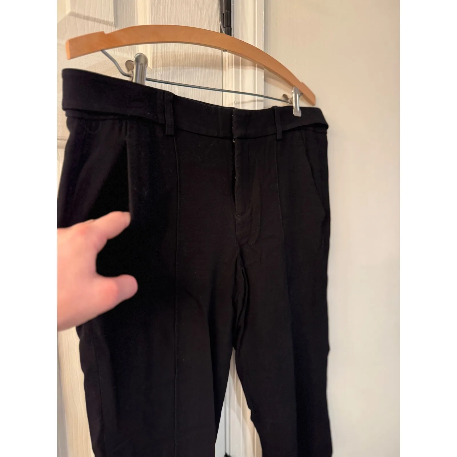 Vince Black Belted Trousers Cropped Tailored Pants Women Size 8 - Image 2