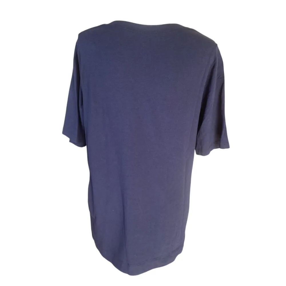 Belle by Kim Gravel navy blue short sleeve crewneck casual t-shirt size small - Image 4