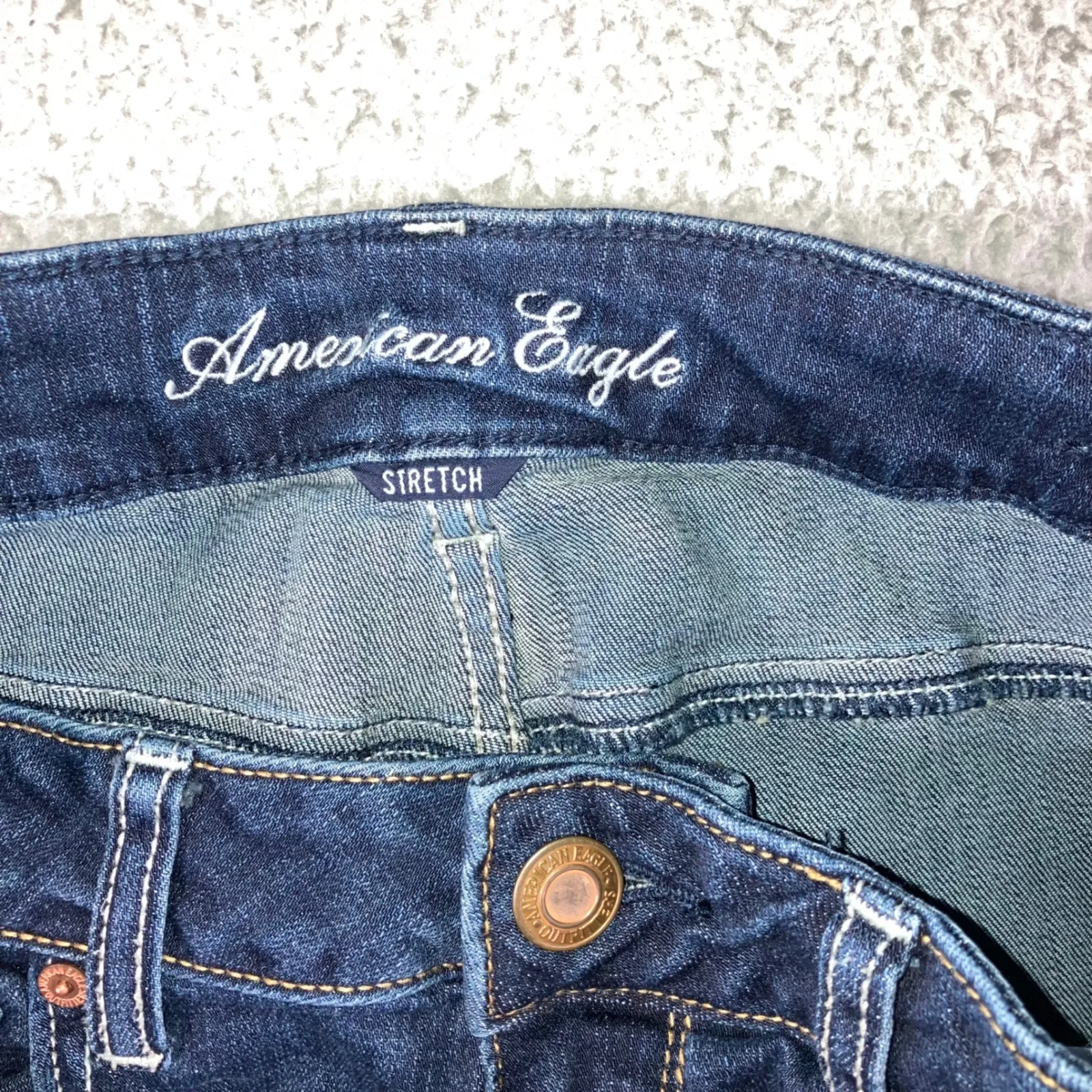 American Eagle Jeans Women 12 Mid Rise Stretch Cut Off Fringe Hem Festival Y2K - Image 8