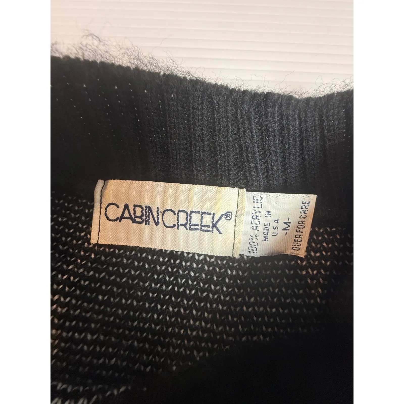 Vintage Cabin Creek Sweater Womens‎ Medium Black Leaf Argyle Knit Pullover - Image 4