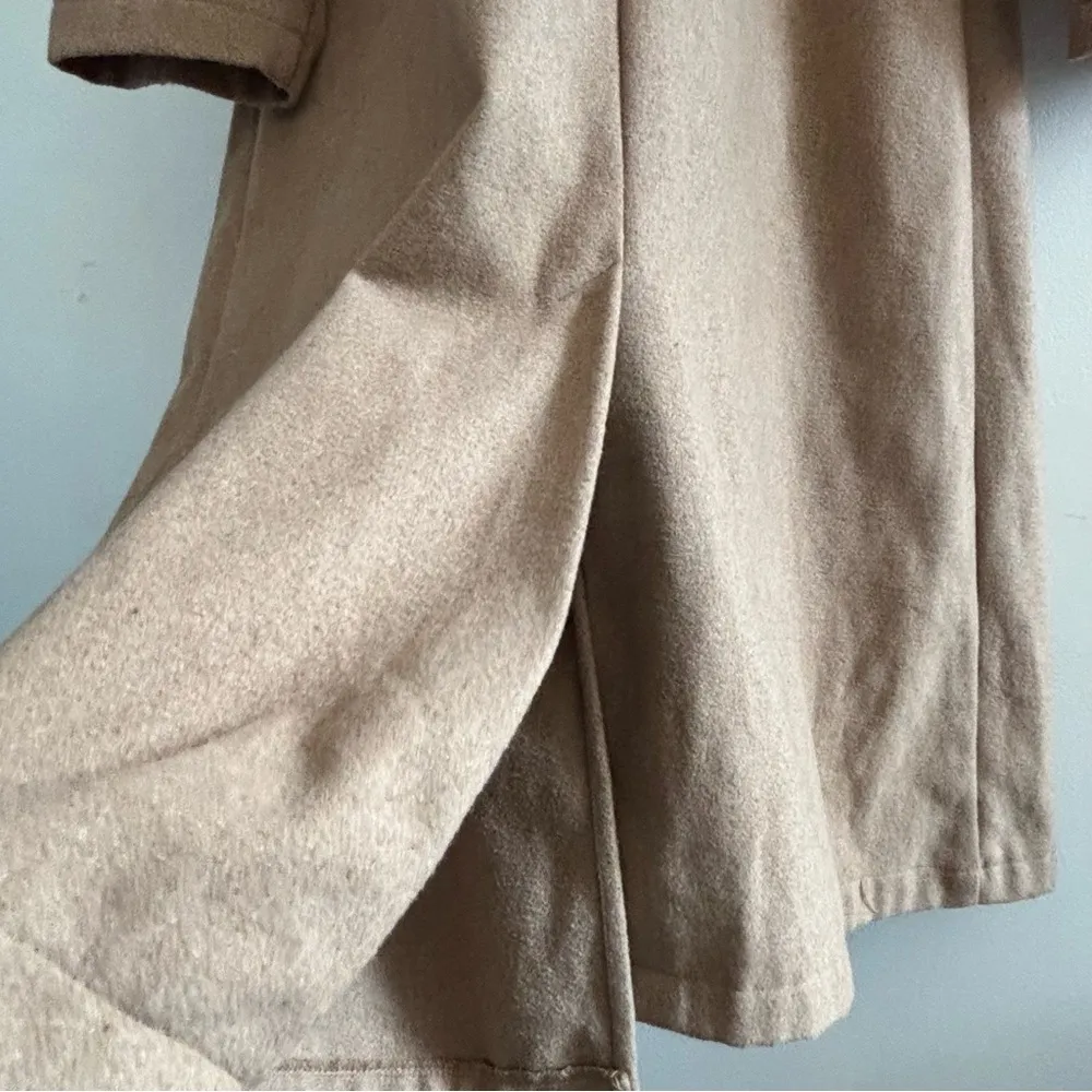 Women’s Oversized Waterfall Label Long Beige Camel Coat Size Large Tan - Image 14
