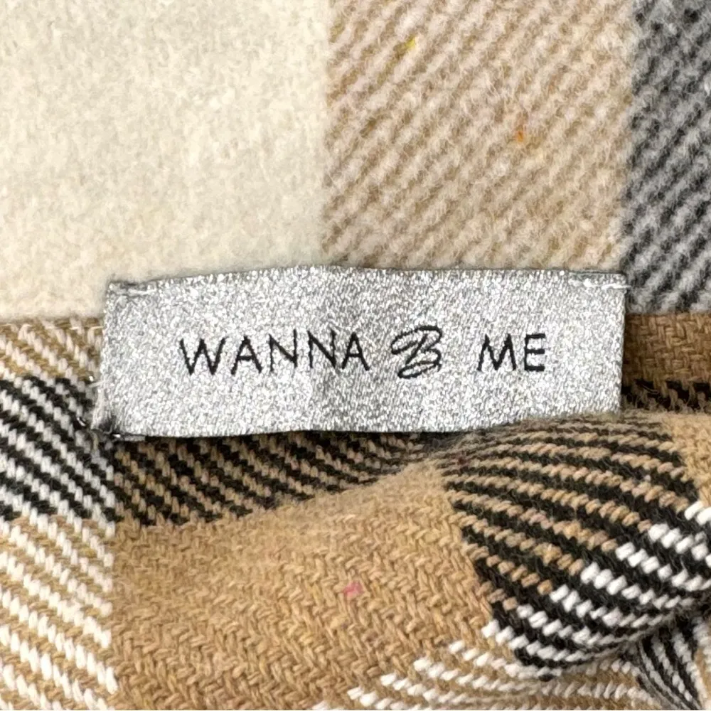 Wanna B Me Plaid Shacket Brown Cream Tan Button Front Size L Size L - Image 7