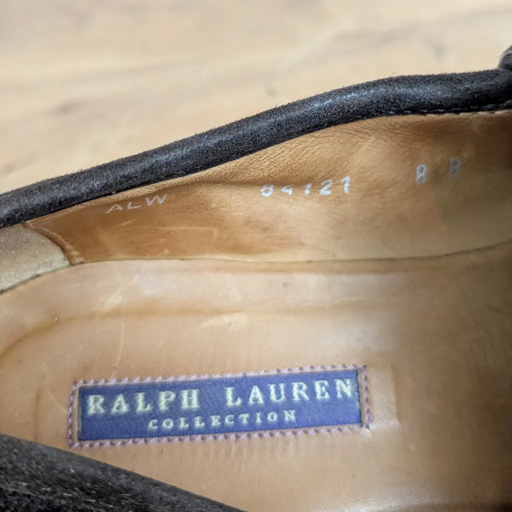 Ralph Lauren Collection Italian Made ladies' Suede Loafers 8B Brown Size 8 - Image 2