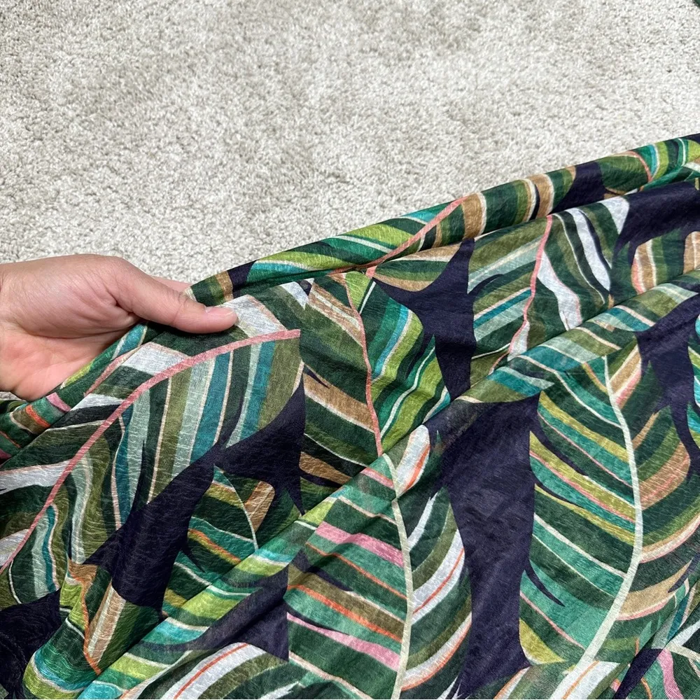 NWT Molly Bracken Bat Sleeve Dress Plant Pattern Tropical Beachy Green Aloha S - Image 12