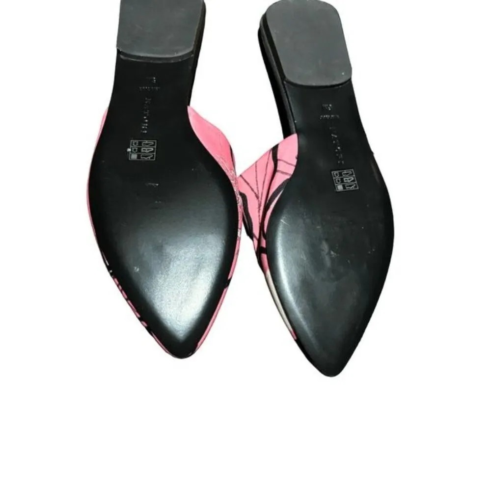 Natori Womens Adore Hana Satin Pink And Black Slip On Mules Size 6 - Image 5
