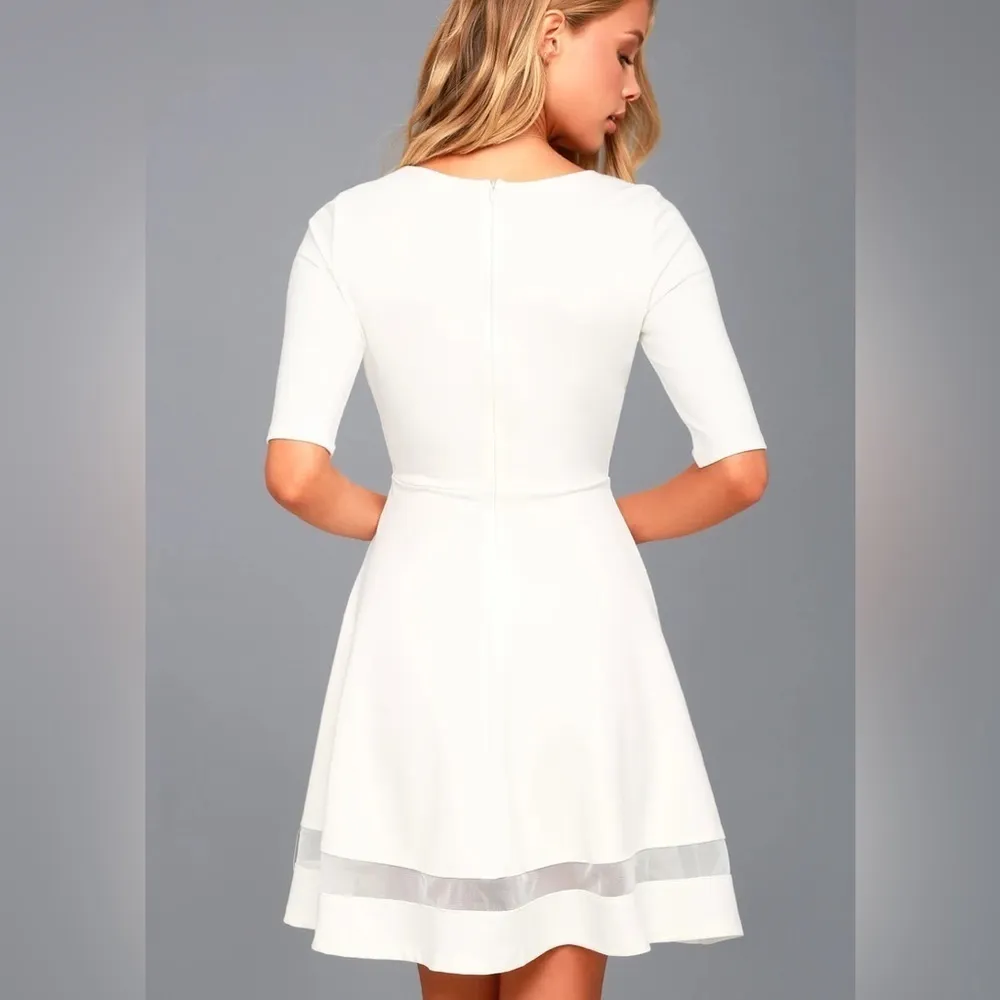 Lulus Sheer Factor Mesh Skater‎ Dress in White Size Medium - Image 2