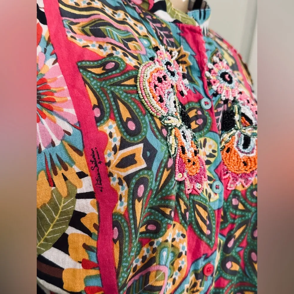 Antica Sartoria by Giacomo Cinque Beaded Shirt Dress Tunic Coverup Summer
Wear Size undefined - Image 4