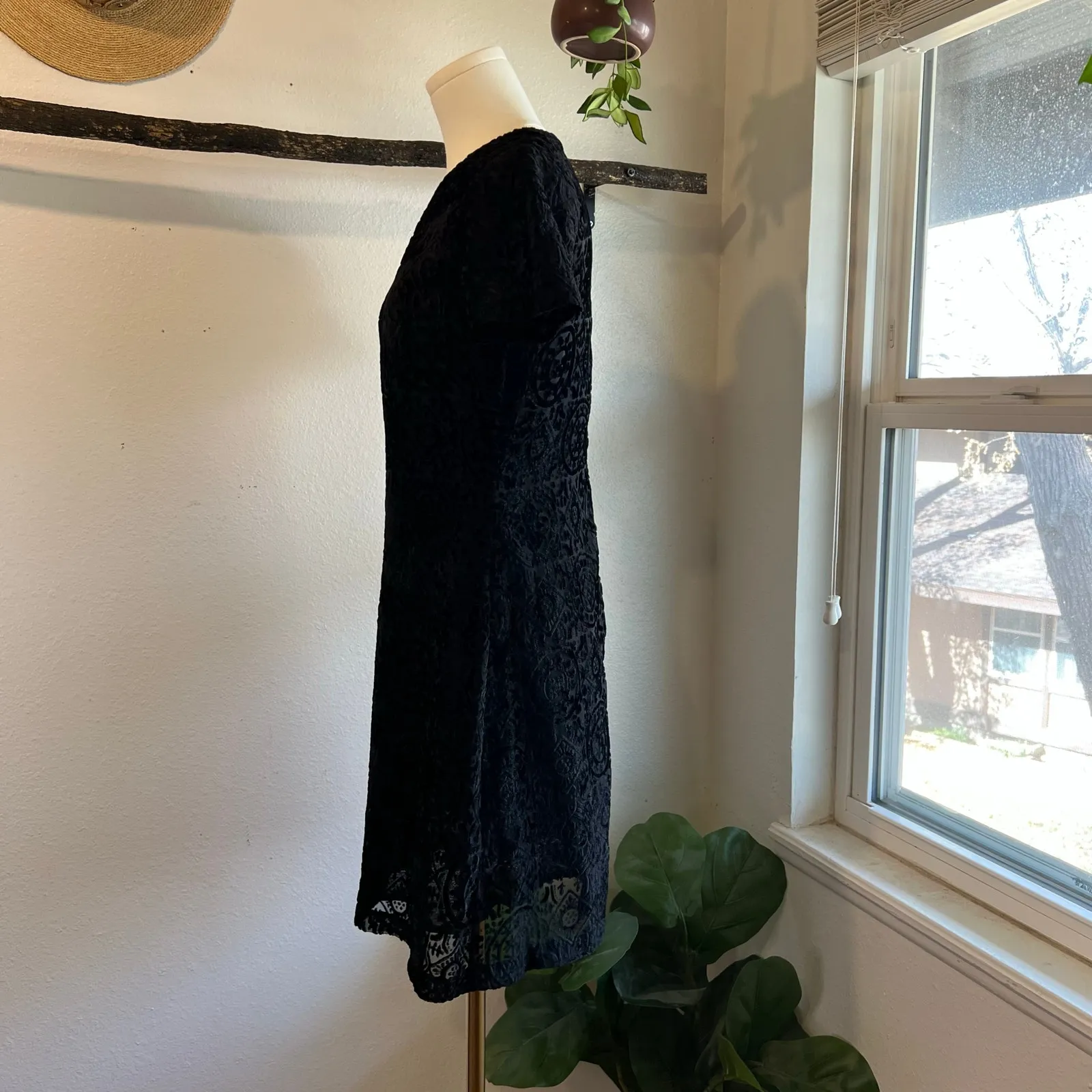 Enrico Coveri Black Sheer Mesh Printed Short Sleeve Mini Dress Size Small - Image 7