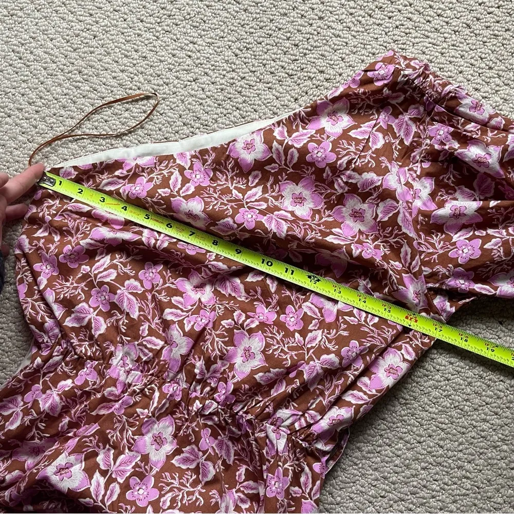 Jason Wu Floral One Shoulder Puff Sleeve Belted A-Line Mini Summer Sun Dress Med - Image 6