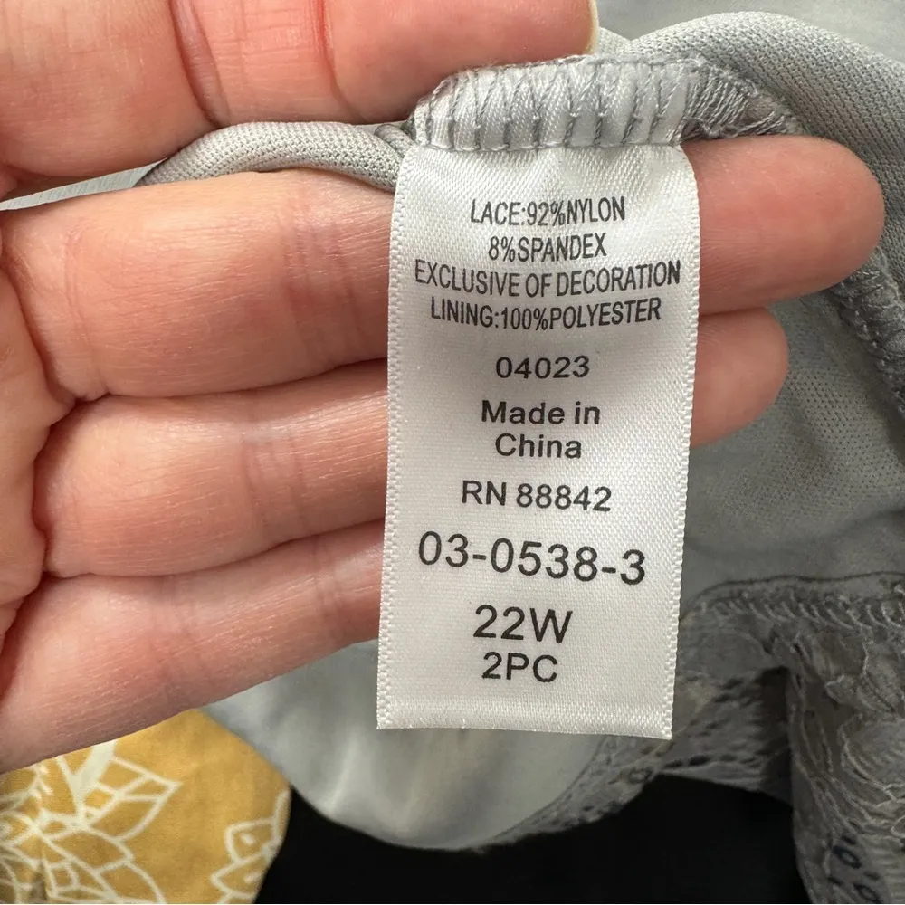 Roamans Grey Lace Sequins Sleeveless Midi Dress Womens 22W Formal Stretch Modest Gray - Image 9