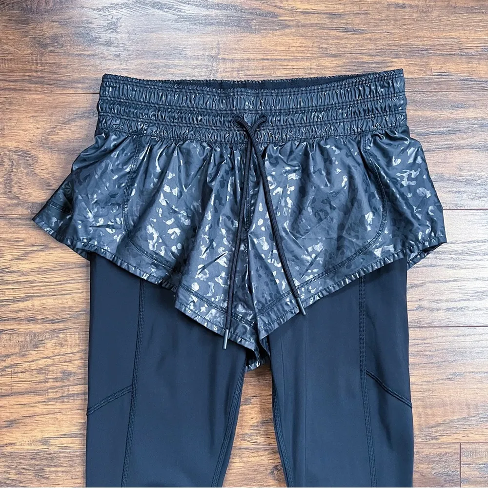 Athleta • Rainier 2-in-1 Tight leggings shorts layered Black layered - Image 4