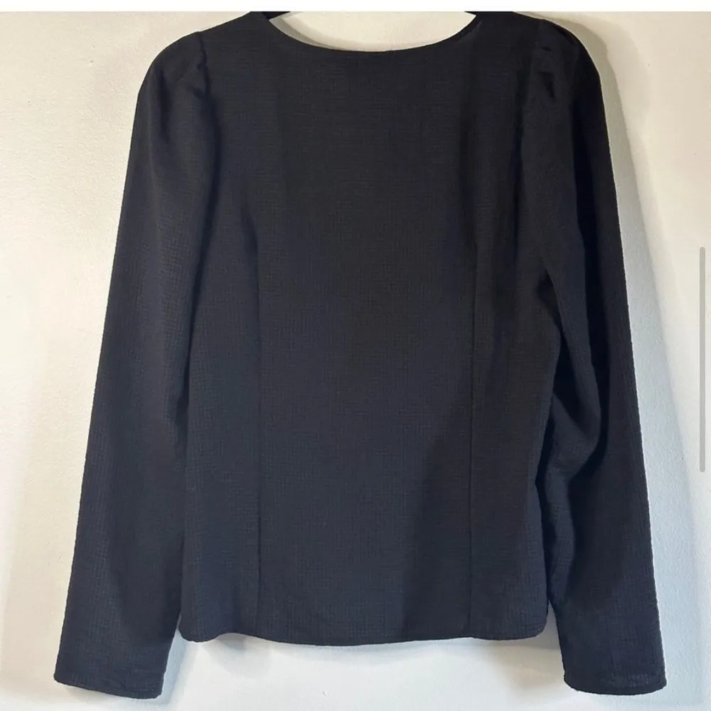 Madewell Westover V-Neck Collared Button Long Sleeves Puff Shoulders Small - Image 6