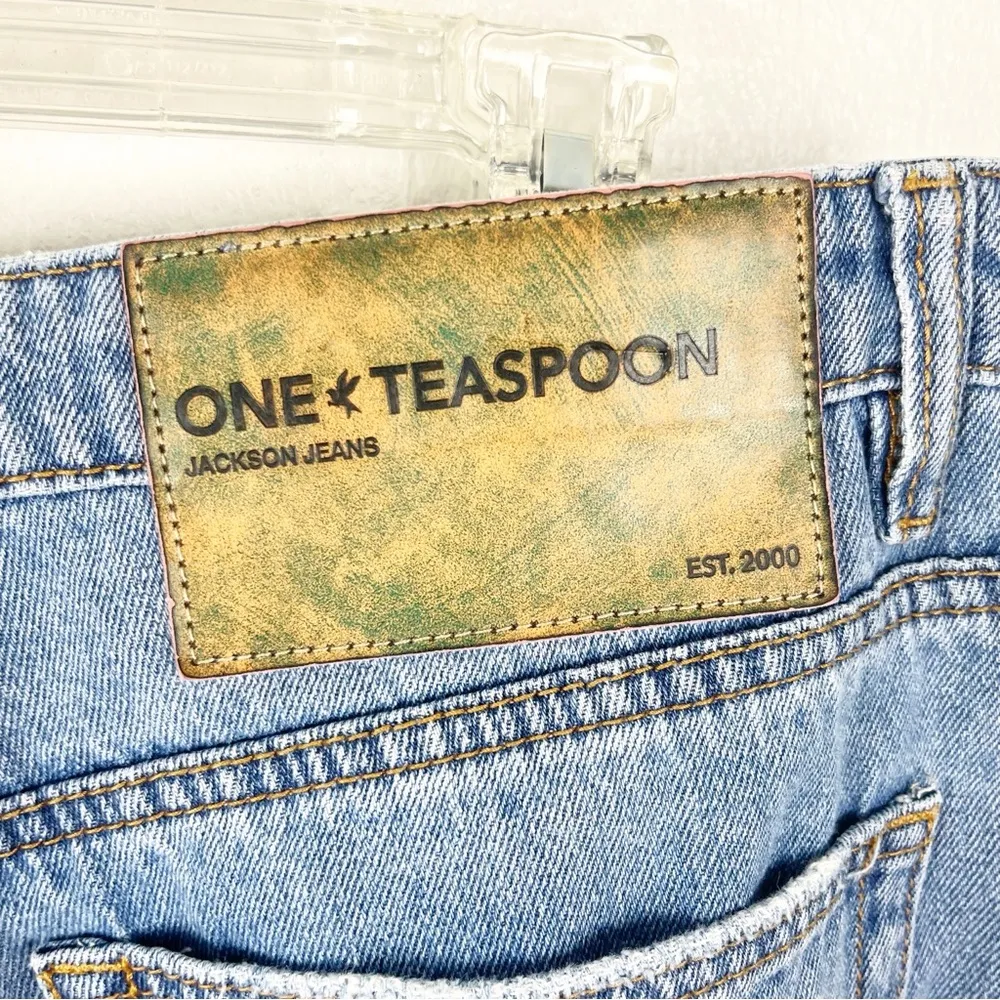 ONE TEASPOON Jackson Intentionally Ripped Destroyed Hem High Rise Jeans, Size 28 - Image 9