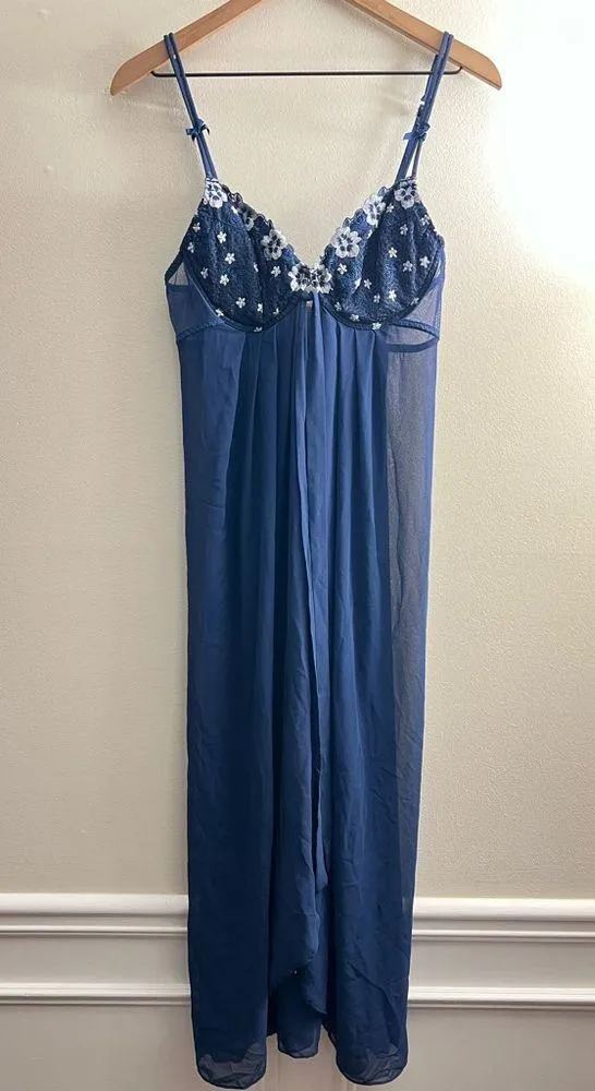 Victoria’s Secret vintage mesh sheer lace Midi nightgown open front push up L - Image 2