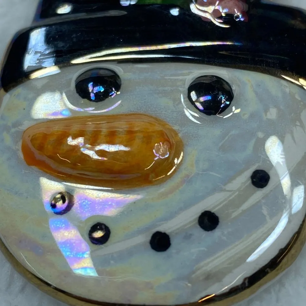 Colorful Ceramic Snowman Pin Brooch Winter Christmas Carrot Nose Hat - Image 3