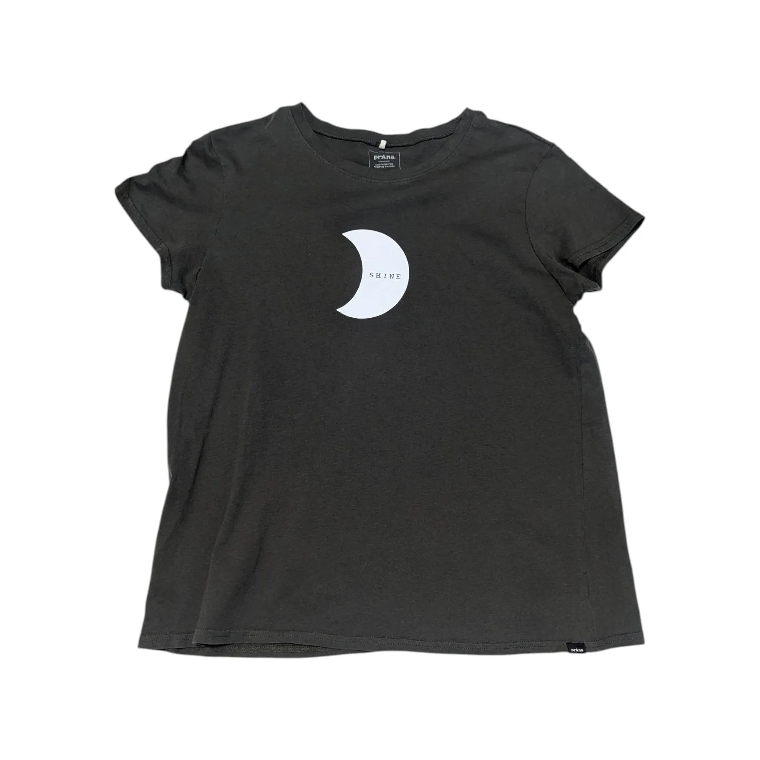 PrAna Journeyman Moon Shine Graphic Tee Shirt Womens Large Dark Gray Moonshine - Image 2
