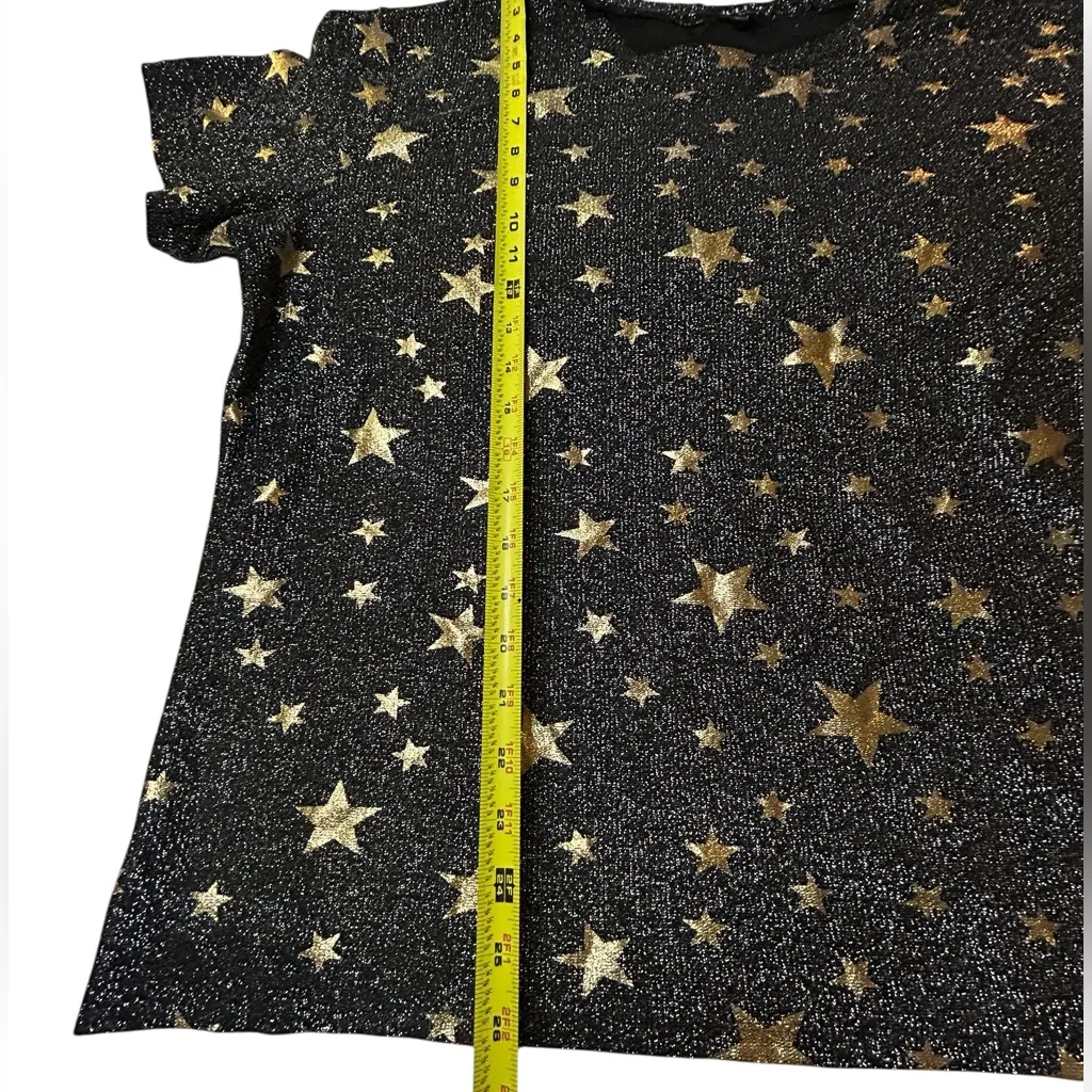Julia by Love J Black Glitter Tee with Gold Stars – 3X Metallic Graphic Top - Image 11