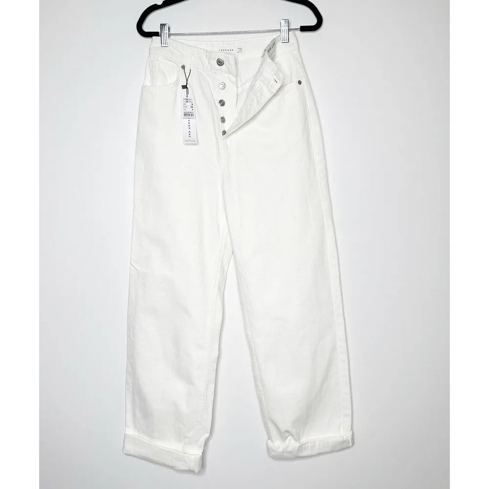 NWT Topshop One High Waist Mom Jeans Women's White Size W 26 L 30 Size 4 - Image 3