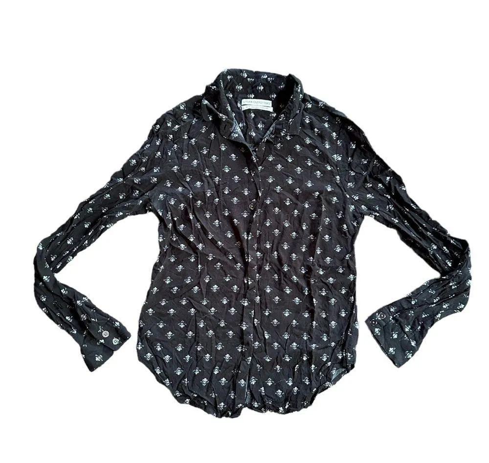 Urban Outfitters Finley Printed Button-Down Shirt Black Size Medium - Image 4