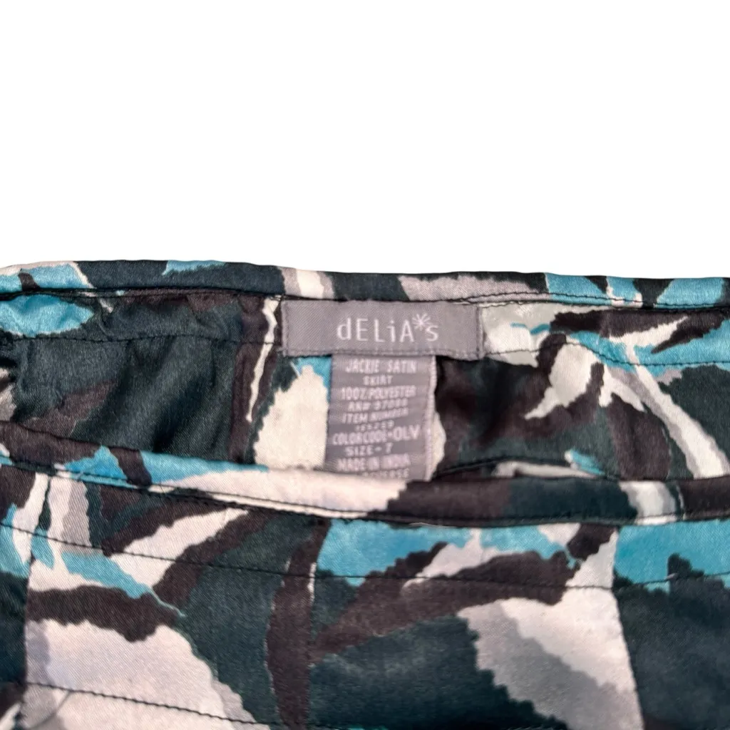 dELiA*s Vintage Satin Floral Mini Skirt Olive Green Jackie Fit Y2K Quietly Chic Size undefined - Image 4