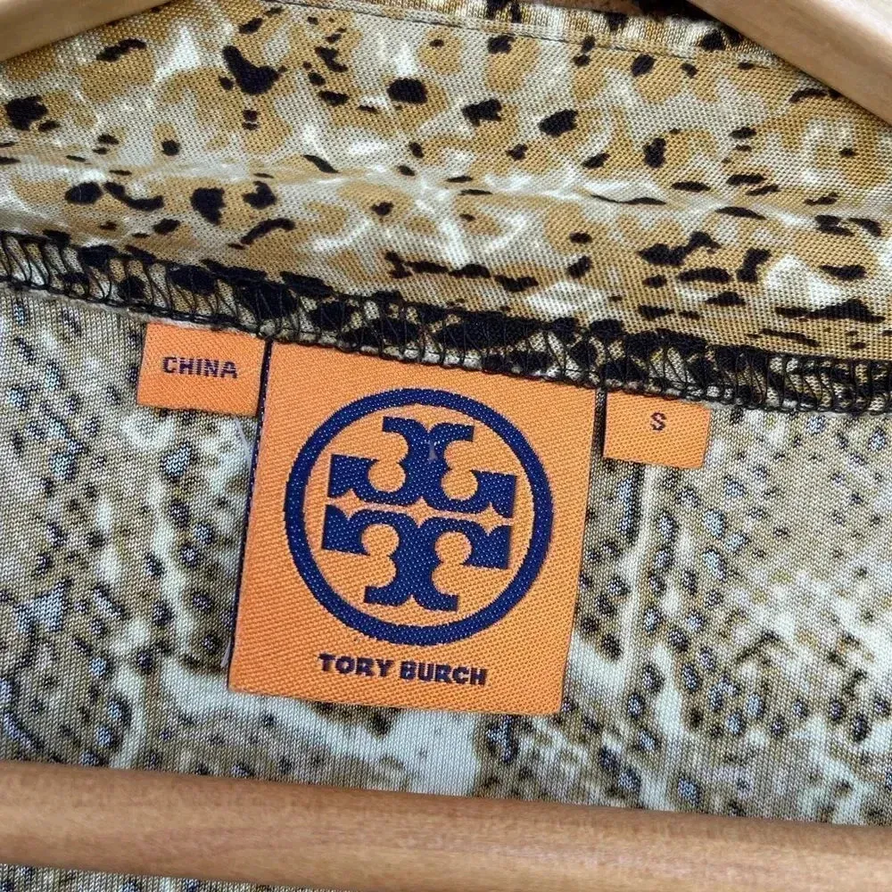 TORY BURCH Snake Print Silk Short Sleeve Dress size small - Image 10