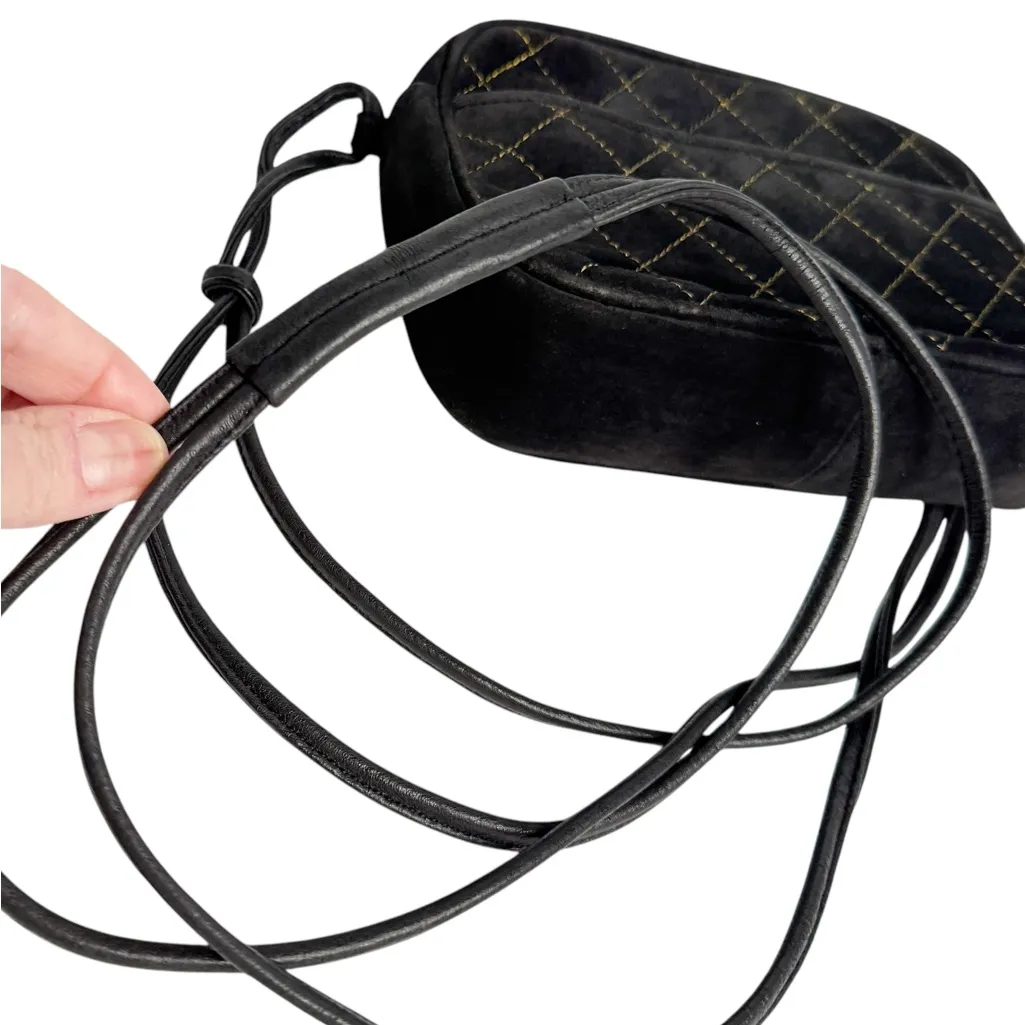 JENNIFER MOORE BLACK SUEDE QUILTED CROSSBODY WITH TASSEL - Image 3