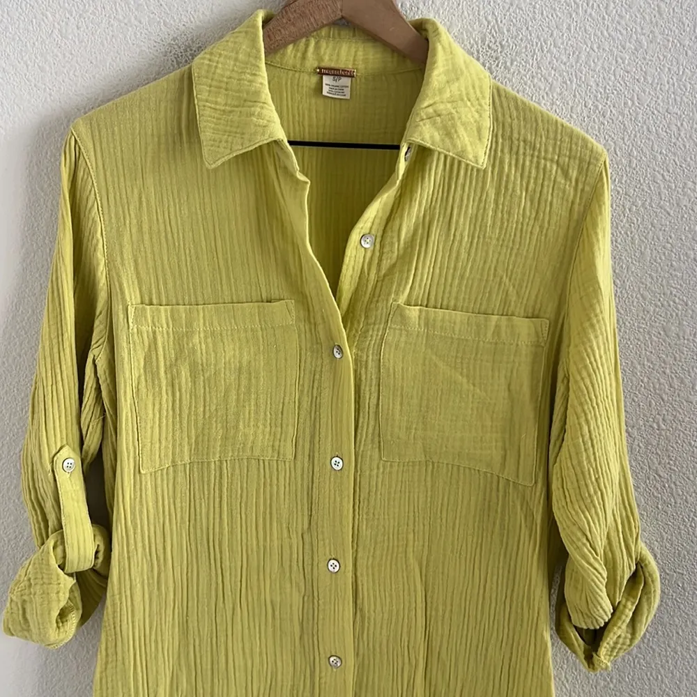 Magaschoni Muted Yellow 100% Organic Cotton Gauzy Dress Boho Lagenlook Small - Image 3