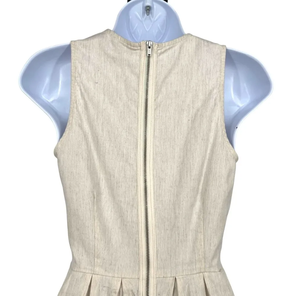 Gap Linen Blend Sleeveless A-Line Dress Size 0 Beige Yellow Colorblock - Image 4