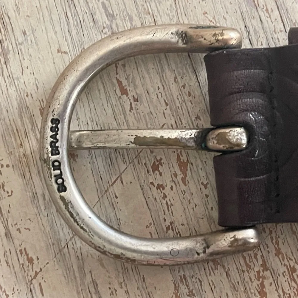 Vintage Fossil Sun Flower Genuine Leather Belt Dark Brown Large Tooled Festival - Image 10