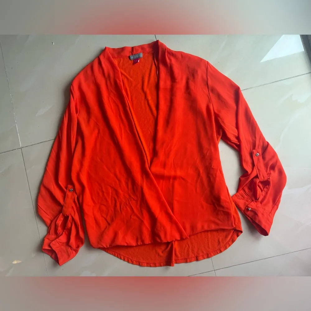 Vince Camuto Red Wrap Blouse with Long Sleeves  size L summer spring - Image 4