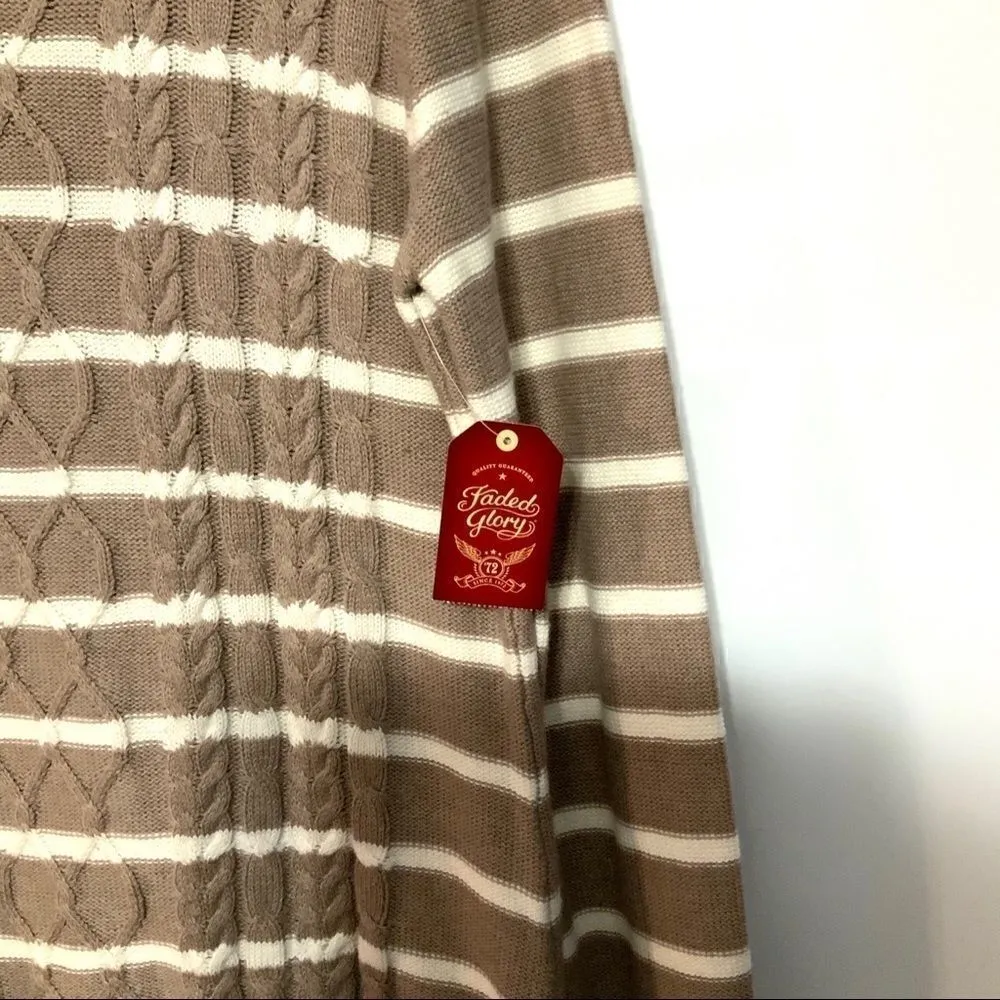 NWT Taupe striped crew neck long sleeve sweater Size L - Image 3