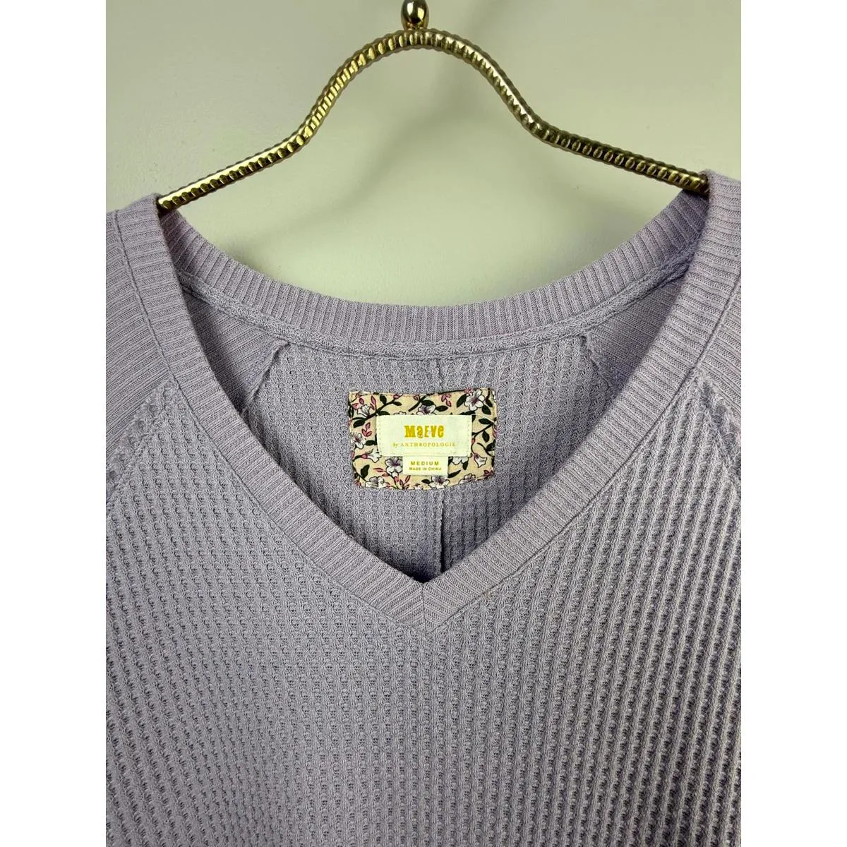 Maeve by Anthropologie Purple Pearson Thermal Waffle Pullover - Size - Medium - Image 7