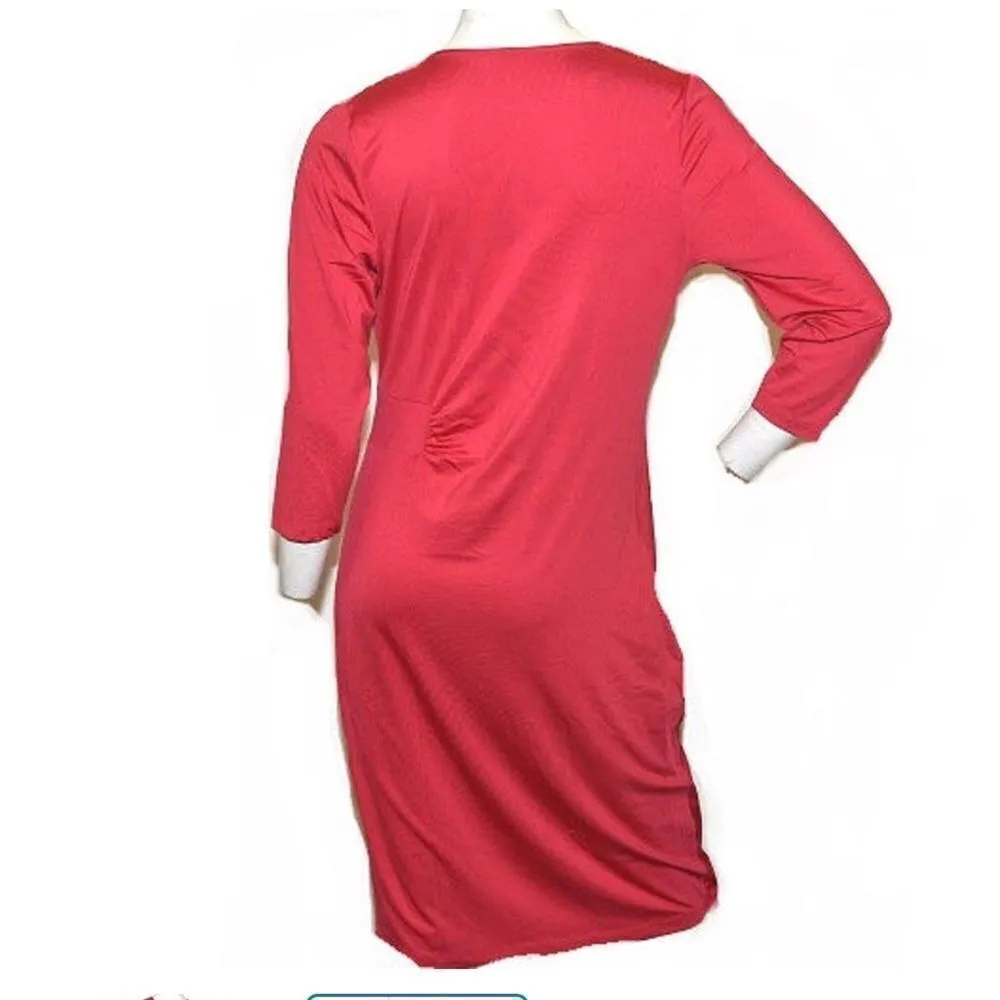 K Jordan Red Long Sleeve V Neck Dress Size 22W - Image 3