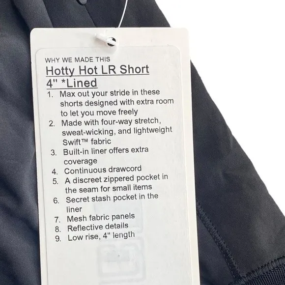 Lululemon Women's Size 6 Hotty Hot Shorts‎ LR Black Lined Athletic Sporty NWT - Image 4