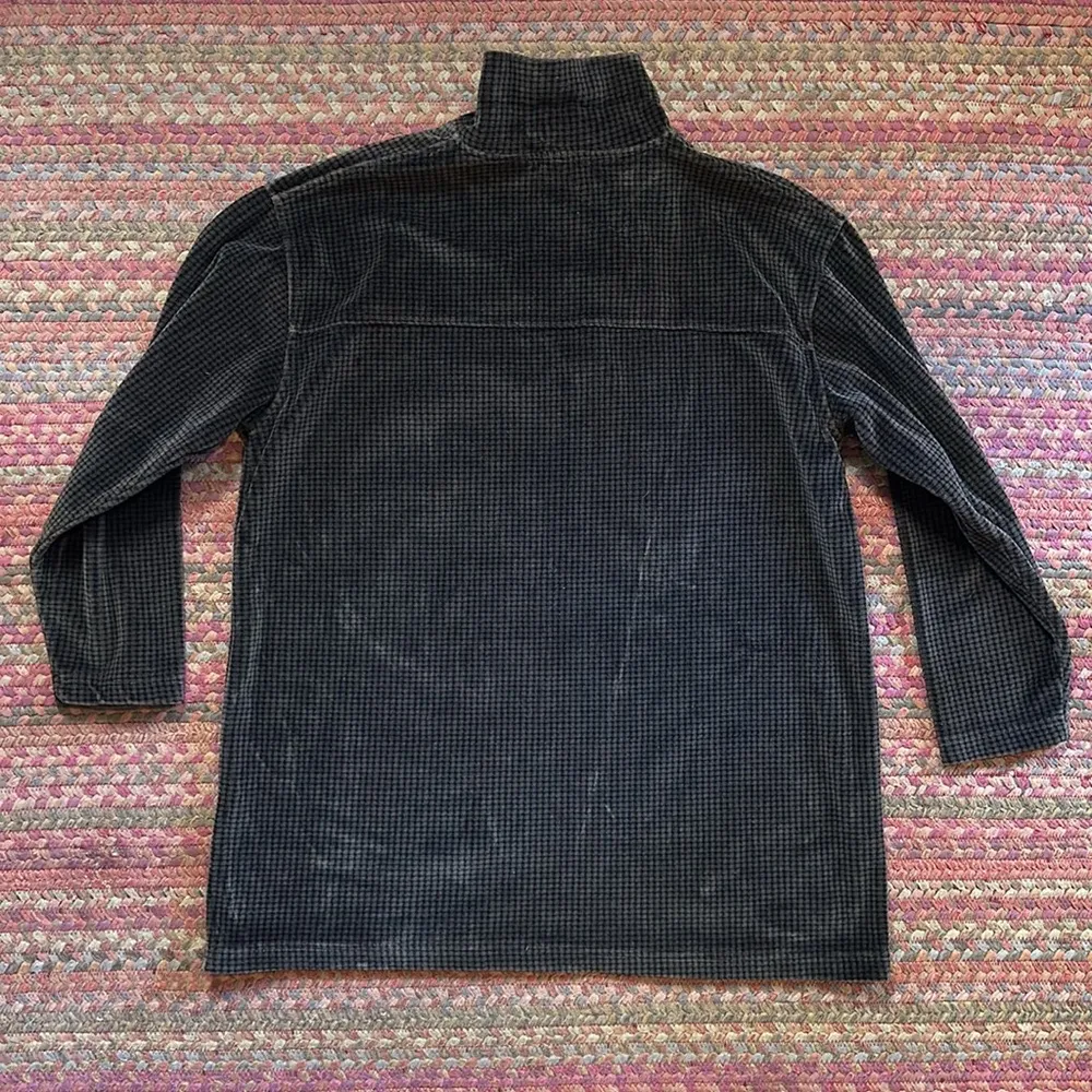 VTG BROWN VELVET HOUNDSTOOTH QUARTER ZIP Size M - Image 7