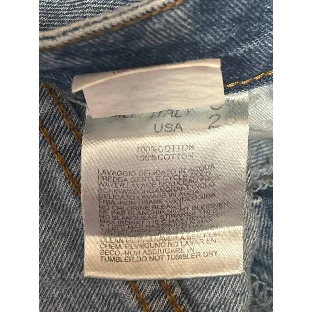 Windsor Blue Frayed Raw Hem Distressed High Waist Denim Jeans Cutoff Shorts Sz S - Image 5