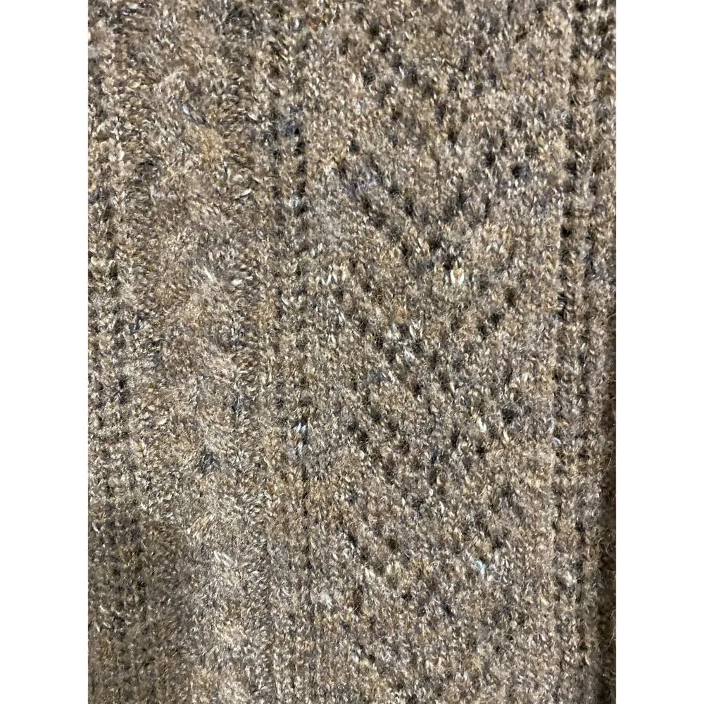 WILLOW & Clay wo size Small soft brown wool blend sweater ruffle accent EUC - Image 5